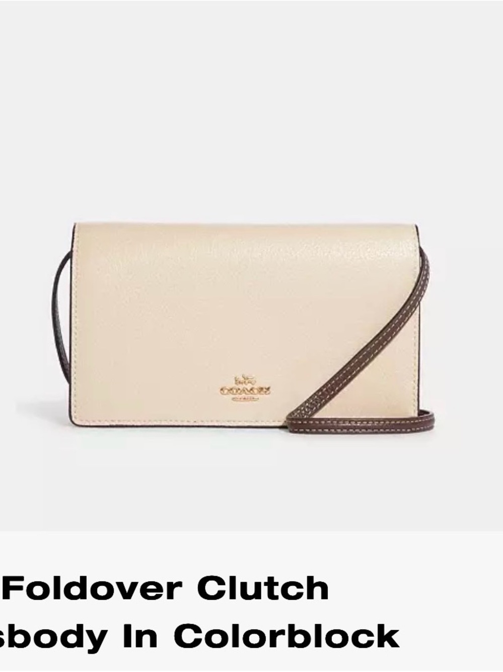 Coach Colorblock Foldover Crossbody in Cream and Brown